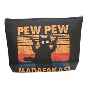 Pew Pew Cat Print Zipper Pouch